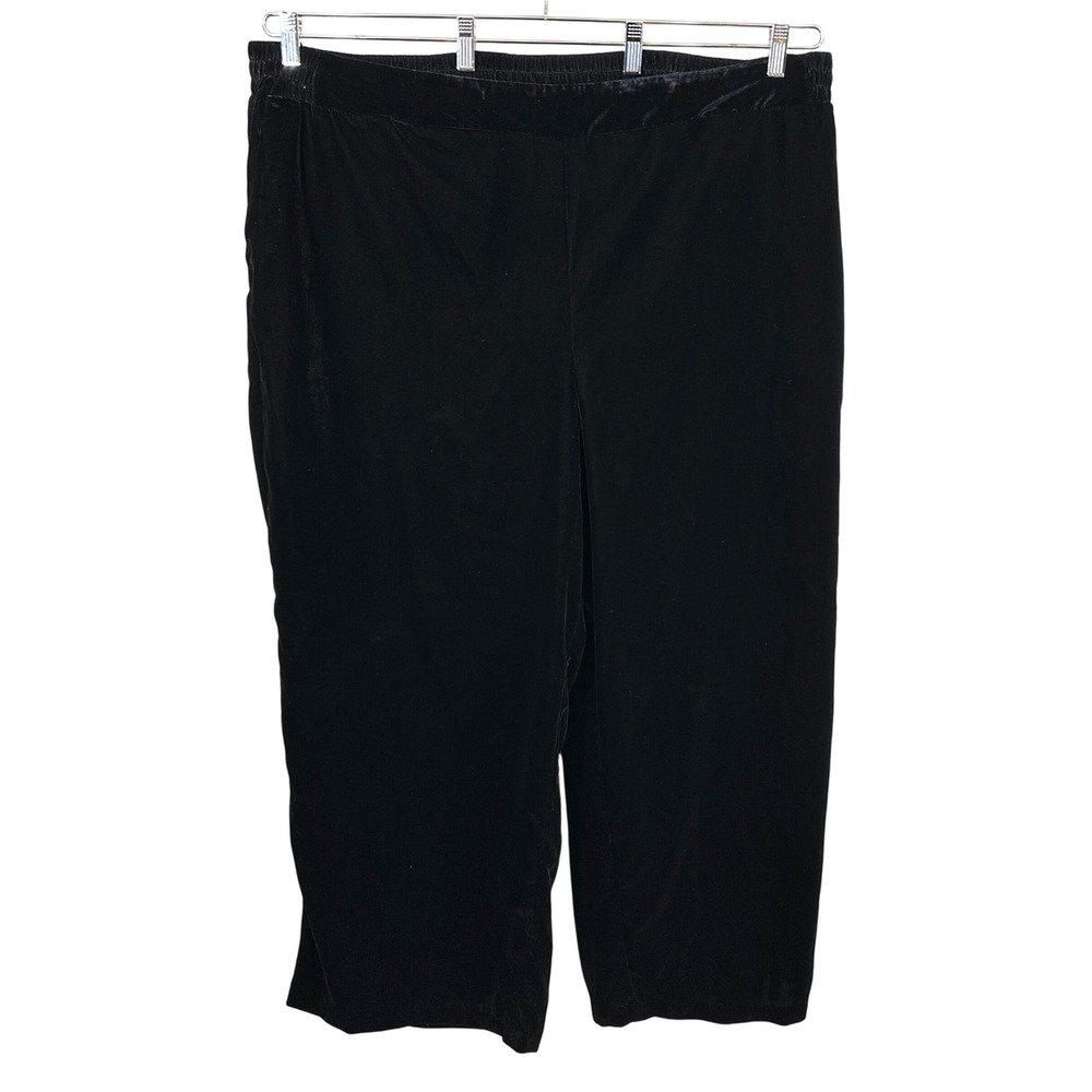Lane Bryant Plus Size 28 Pants Black Velvet Wide Leg Pull On Holiday Evening 891